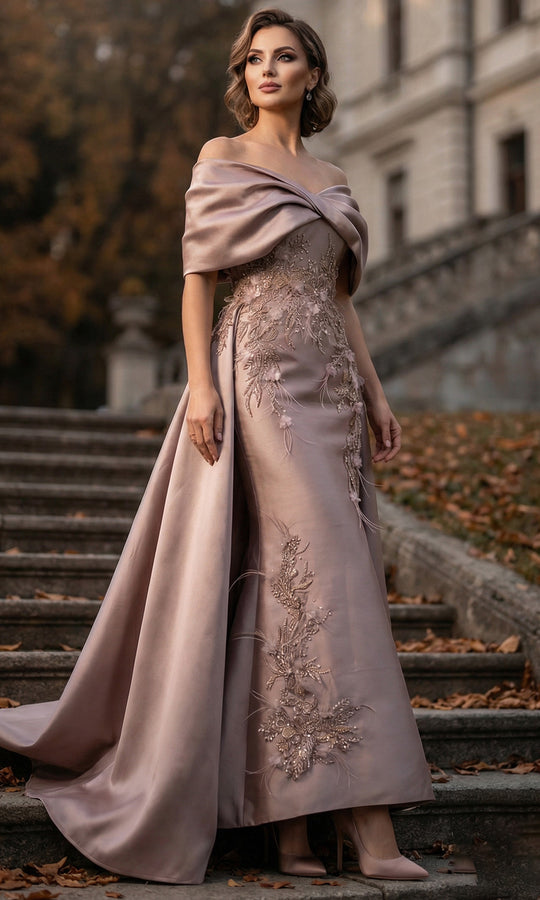 Terani Couture 262M7271 Wrapped Off Shoulder Evening Dress