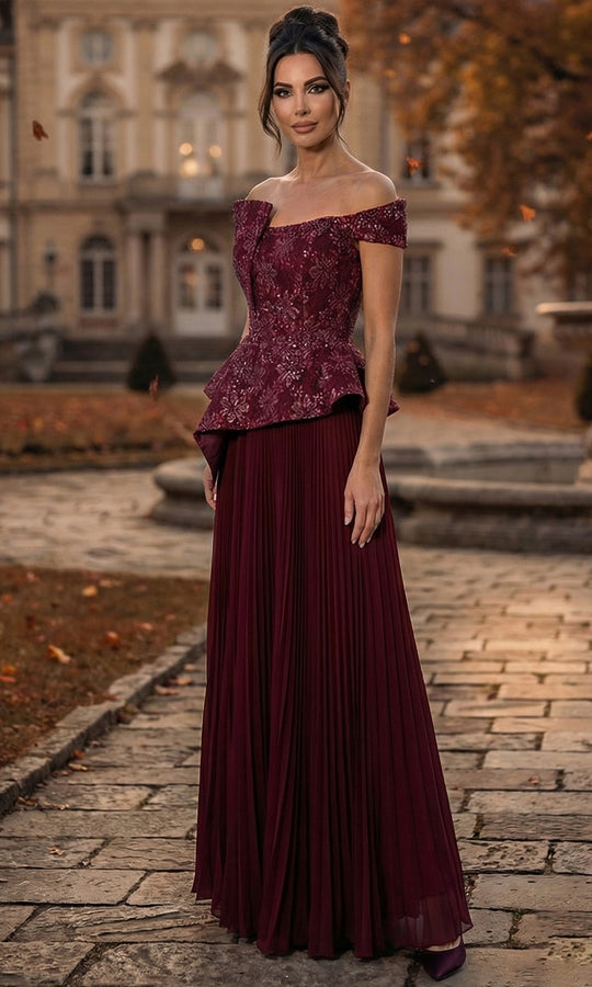 Terani Couture 262M7287 - Sequin Lace Off Shoulder Formal Gown