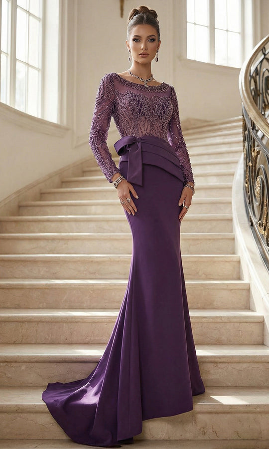 Terani Couture 262M7293 - Crystal Embellished Bateau Evening Gown