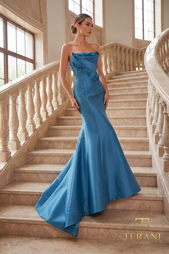 Terani Couture 262E7072 - Straight Neck Mermaid Gown with 3D Florals