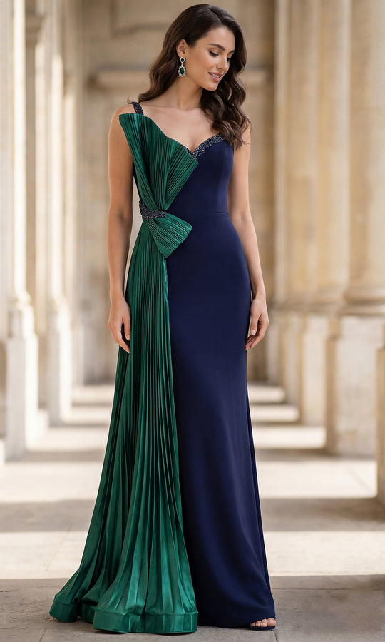 Terani Couture 262E7085 - Pleated Panel Sweetheart Two Tone Gown