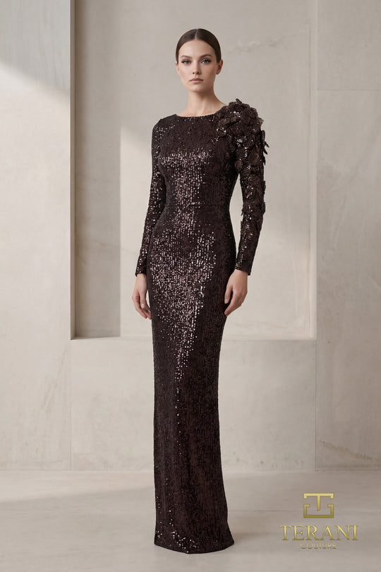 Terani Couture 262E7106 - Allover Sequin Column Evening Gown