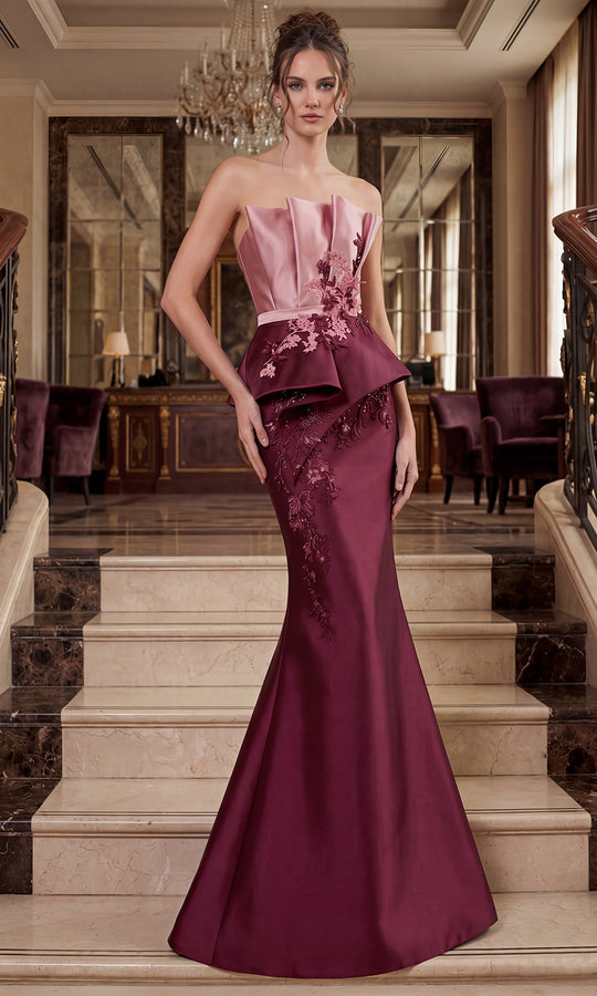 Terani Couture 262E7115 - Architectural Fan Bodice Strapless Gown