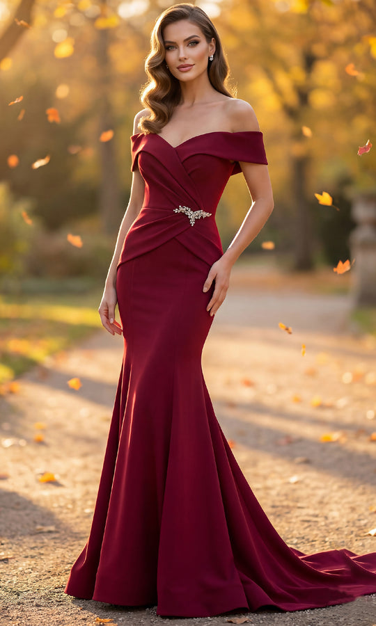 Terani Couture 262M7251 - Jeweled Waist Off Shoulder Mermaid Gown