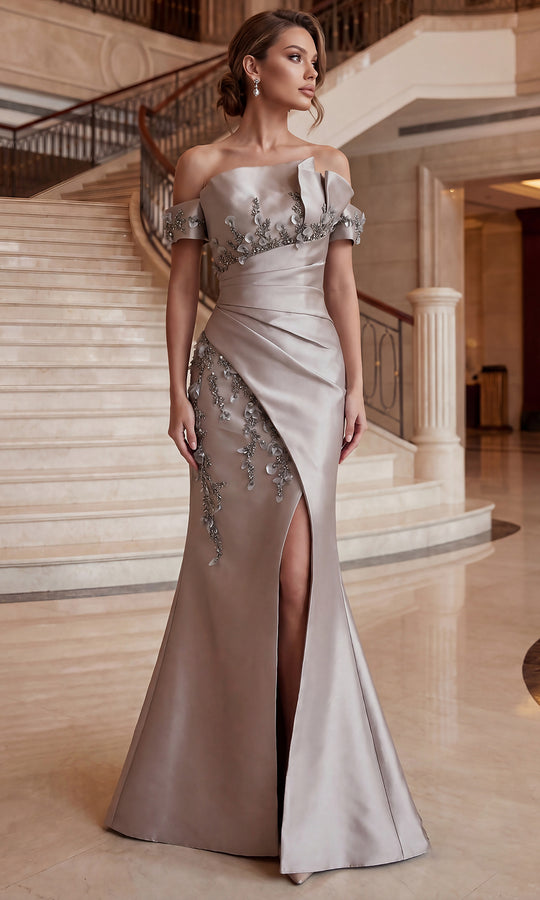 Terani Couture 262M7254 - Sheath Beaded Floral Applique Formal Gown