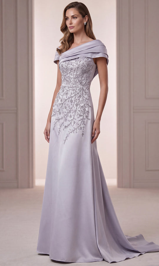 Terani Couture 262M7258 - Beaded Applique Asymmetric Formal Gown