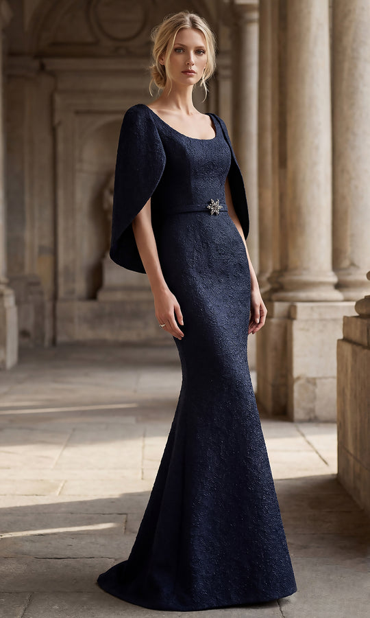 Terani Couture 262M7262 - Jacquard Scoop Neckline Mermaid Gown