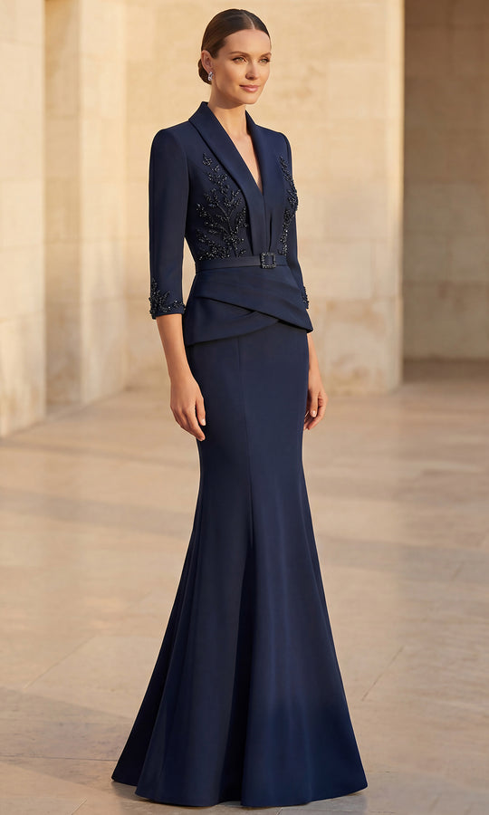 Terani Couture 262M7263 - Trumpet Three-Quarter Sleeve Formal Gown