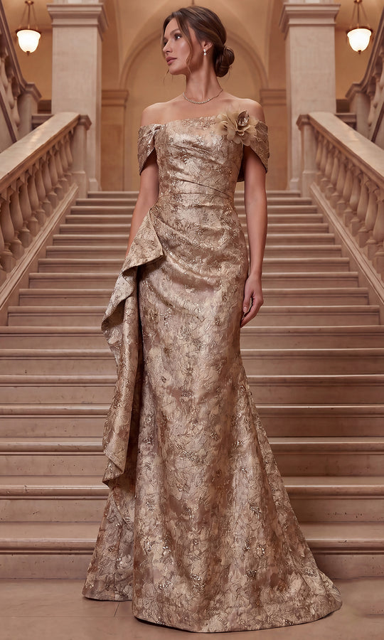 Terani Couture 262M7298 - Off Shoulder Jacquard Formal Gown