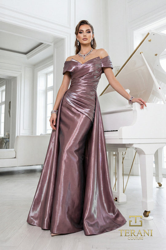 Terani Couture 262M7326 - Pleated Bodice Mirror Organza Formal Gown