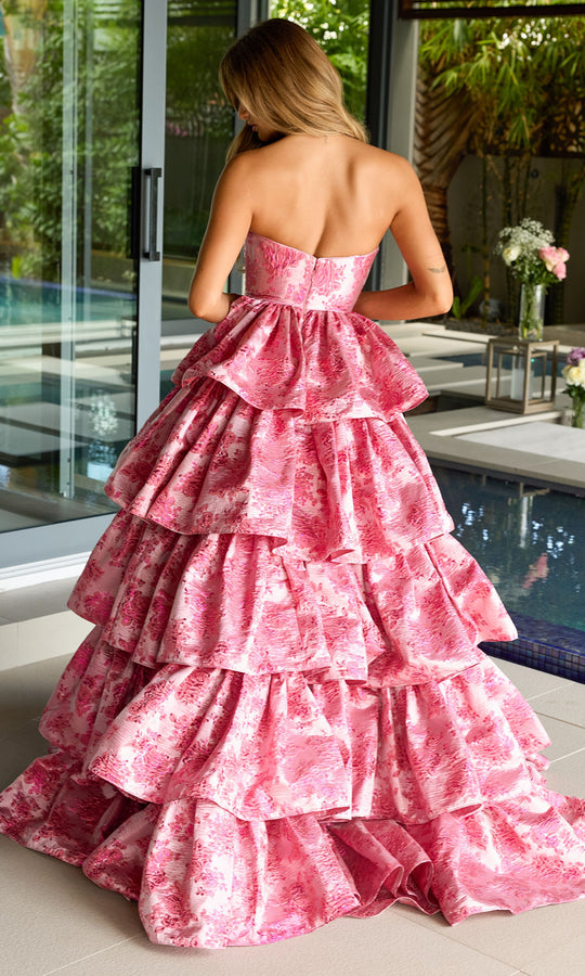 Ava Presley 26412 - Strapless Floral Jacquard Ballgown