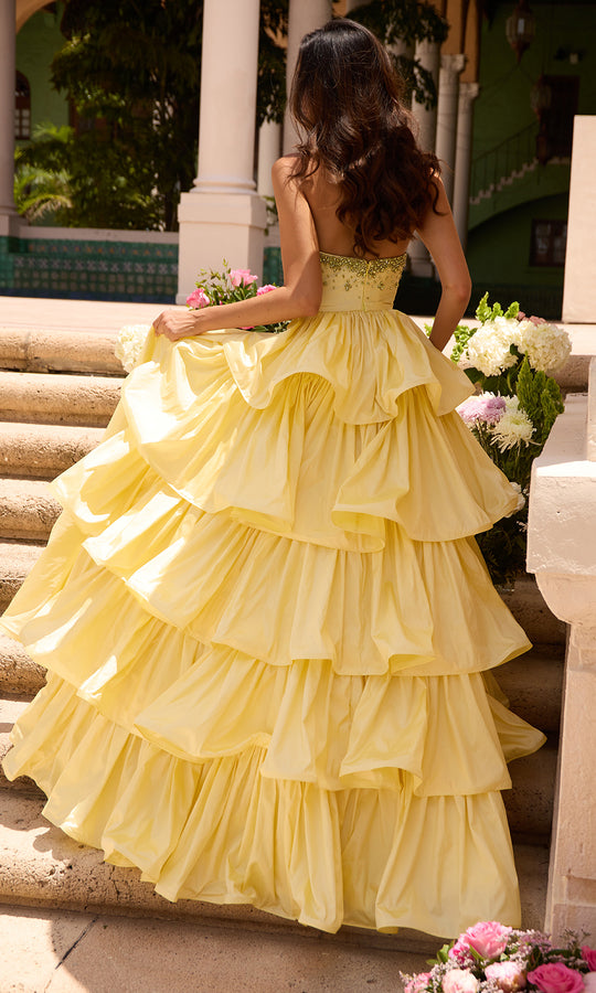 Ava Presley 26417 - Beaded Ruffled Back Taffeta Prom Gown