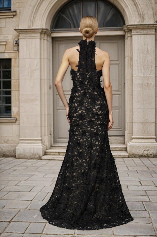 Janique 268008 - Cut Out High Neck Floral Mermaid Gown