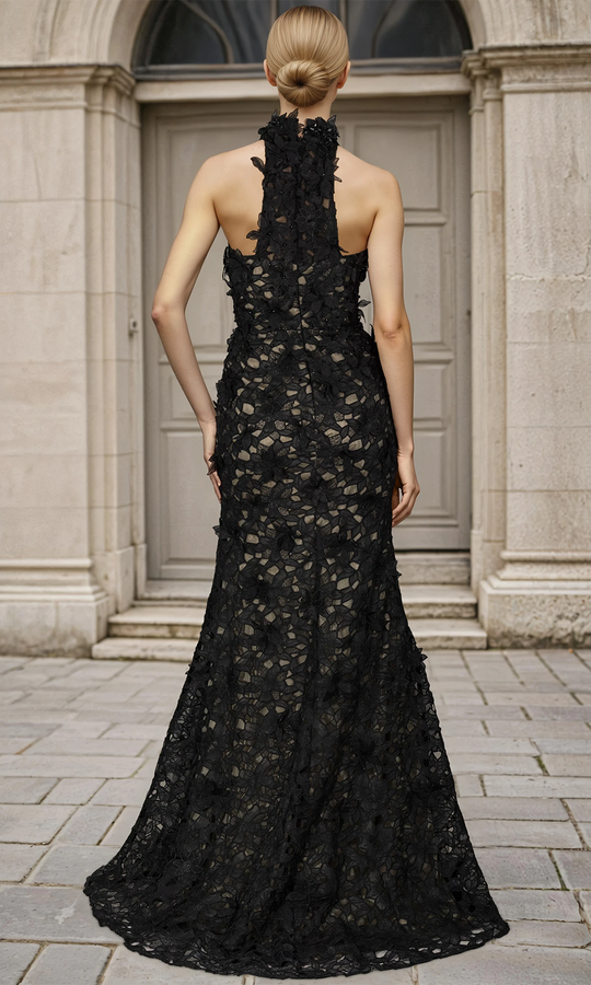 Janique 268008 - Cut Out High Neck Floral Mermaid Gown