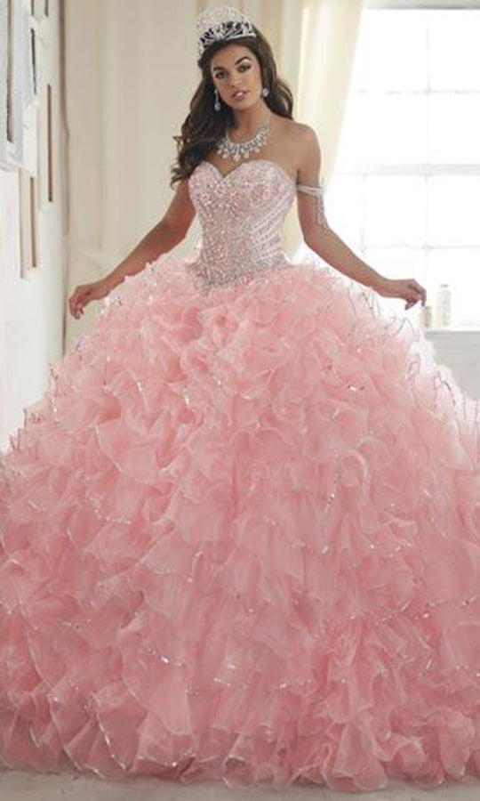 Quinceanera Collection - 26845 Crystal Beaded Ruffle Organza Ballgown