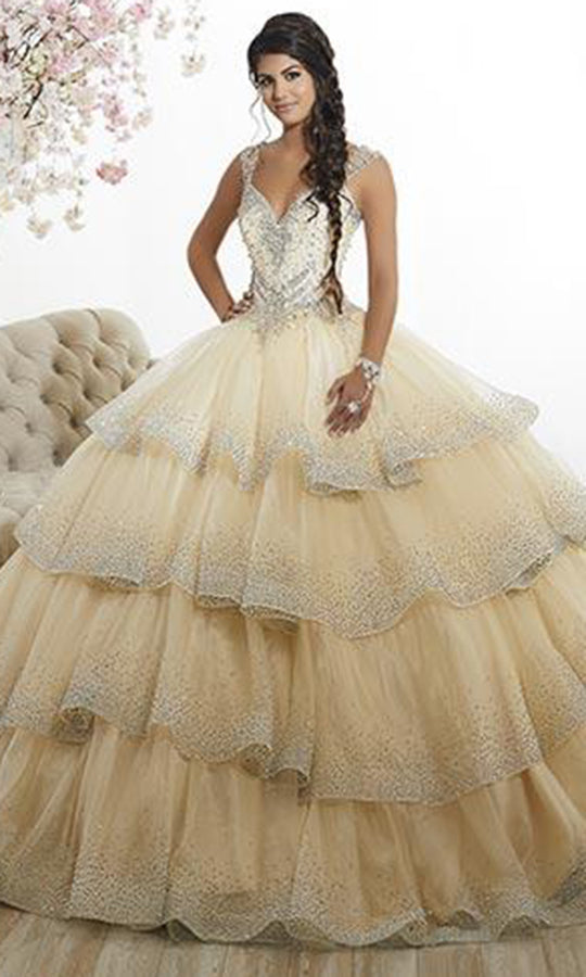 Quinceanera Collection - 26880 Beaded Sweetheart Tiered Ballgown