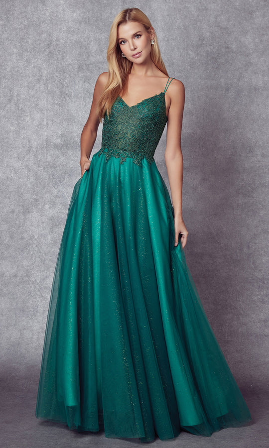 Juliet Dresses 268 - Embroidered Bodice Sparkle Tulle Gown