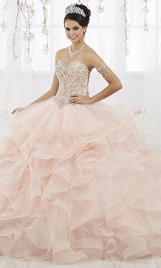 Quinceanera Collection - 26911 Beaded Strapless Ruffled Ballgown