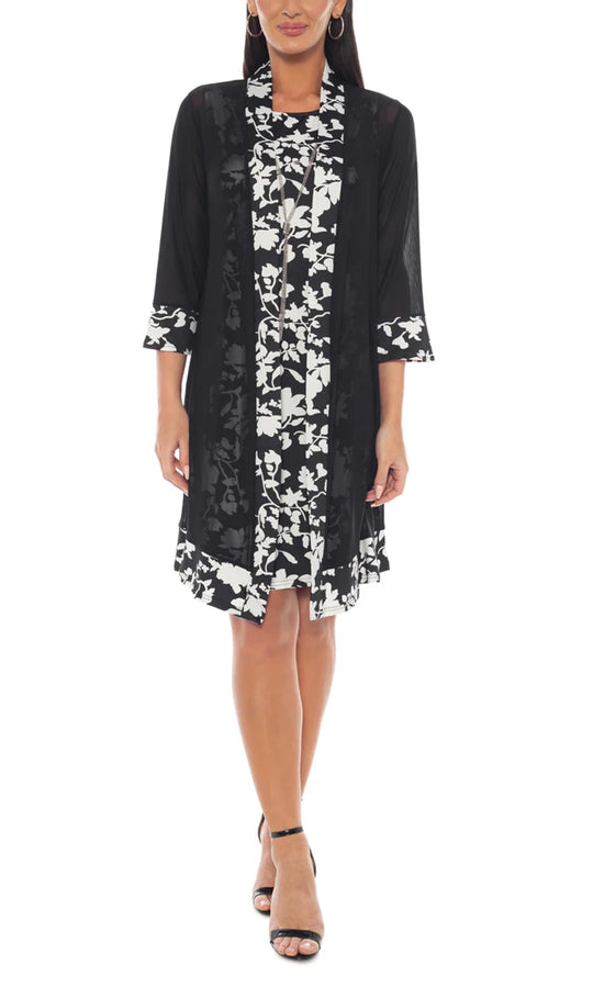 Marina 269188 - Sheer Jacket Floral Sheath Dress