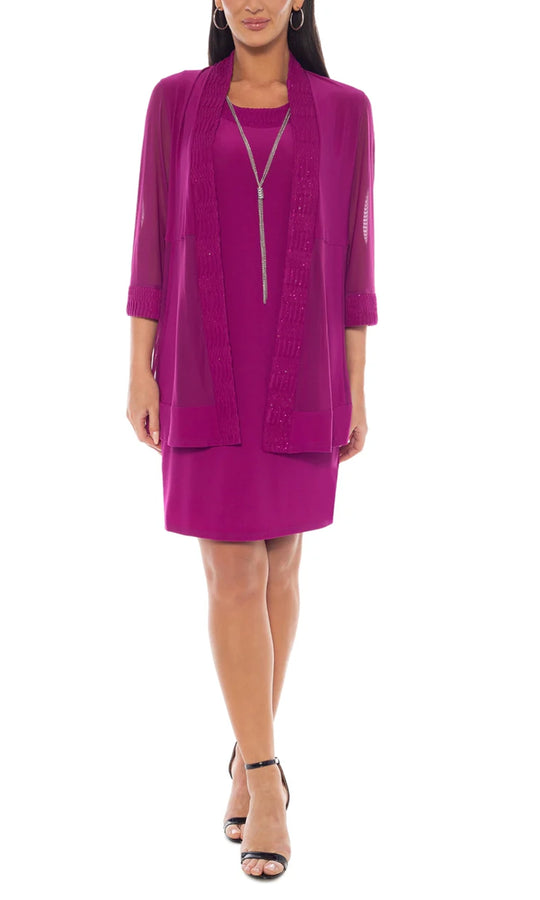 Marina 269216 - Sheer Jacket Jewel Neckline Fitted Dress