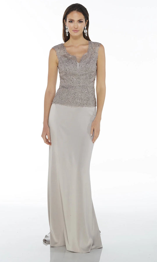 Alyce Paris 27105 - Cap Sleeve Lace Top Evening Gown