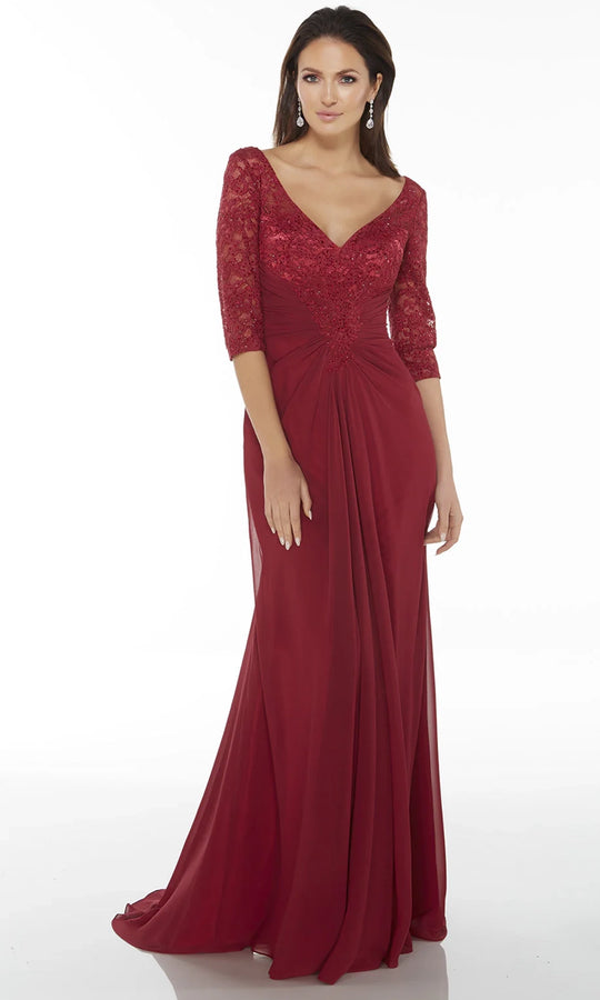 Alyce Paris 27234 - V-Neck Ruched Chiffon Evening Gown