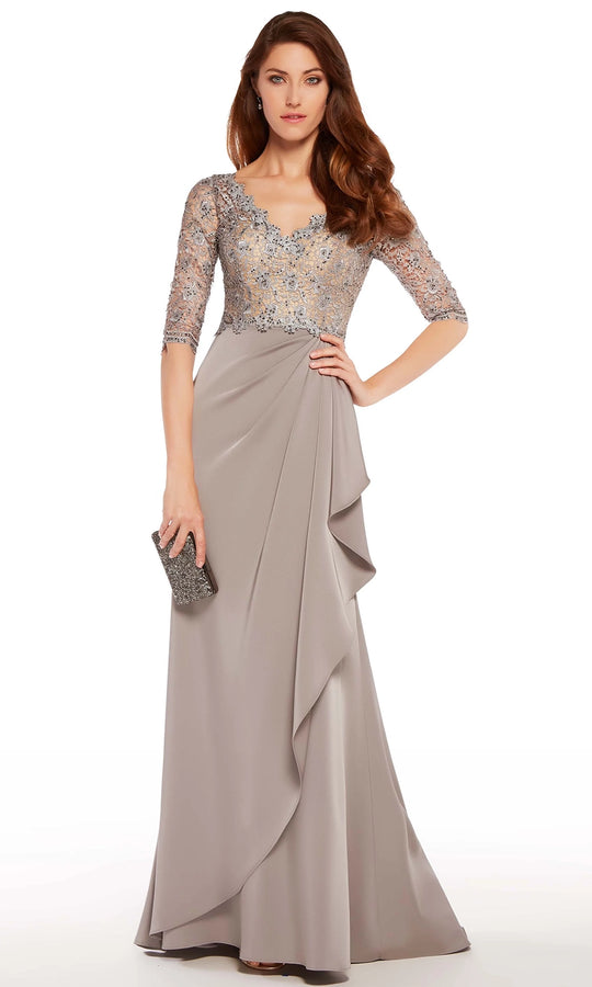 Alyce Paris 27260 - Scalloped Lace V-Neck Sheath Formal Dress