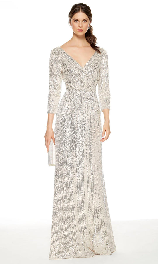 Alyce Paris 27358 - Sequin Mesh V-Neck Gown with Sleeves