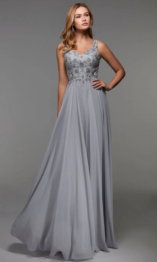 Alyce Paris 27473 - Embroidered Chiffon A-line Evening Gown