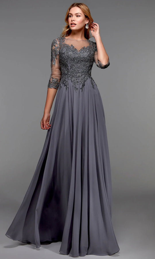 Alyce Paris 27474 - Illusion Bateau Embroidered Formal Dress