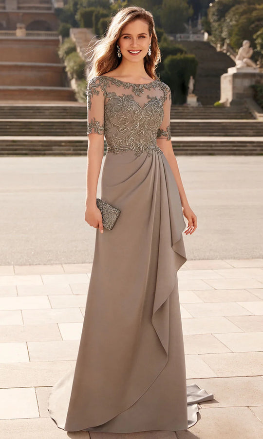 Alyce Paris 27477 - Illusion Bateau Embroidered Sheath Gown