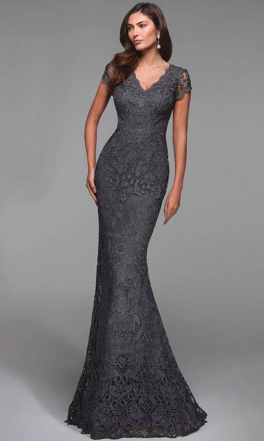 Alyce Paris 27478 - Cap Sleeve Allover Lace Formal Gown