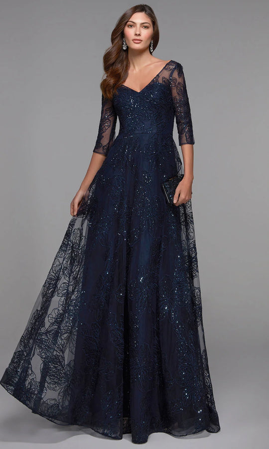 Alyce Paris 27494 - A-Line Formal Dress with Floral Embroidery