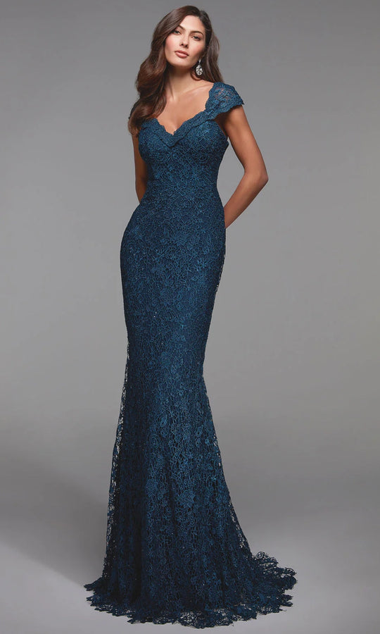 Alyce Paris 27496 - Strapless Floral Lace Fitted Gown