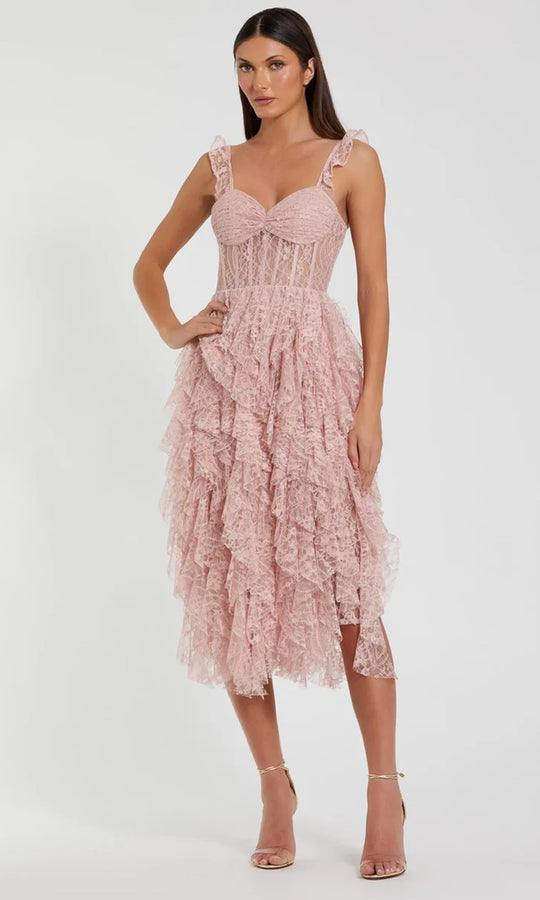 Ieena Duggal 27529 - Allover Lace Tiered Handkerchief Dress