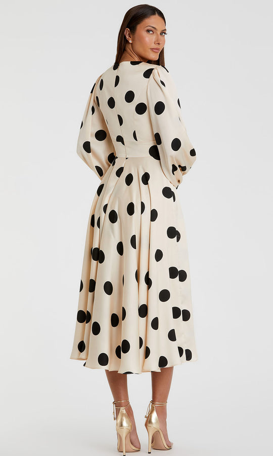 Mac Duggal 27542 - Charmeuse Polka Dot Tea-Length Dress