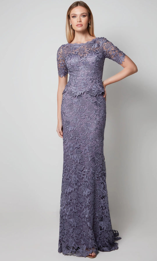 Alyce Paris 27555 - Bateau Neck Floral Lace Evening Dress