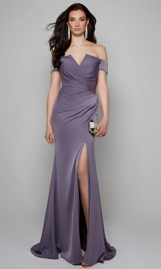 Alyce Paris 27558 - Pleated Off Shoulder Faille Gown