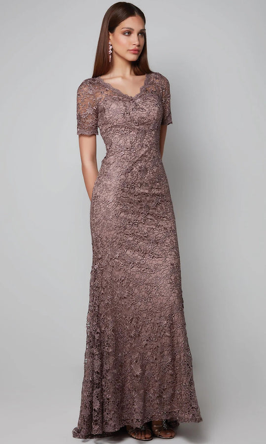 Alyce Paris 27561 - Short Sleeve Scalloped V-Neck Dress