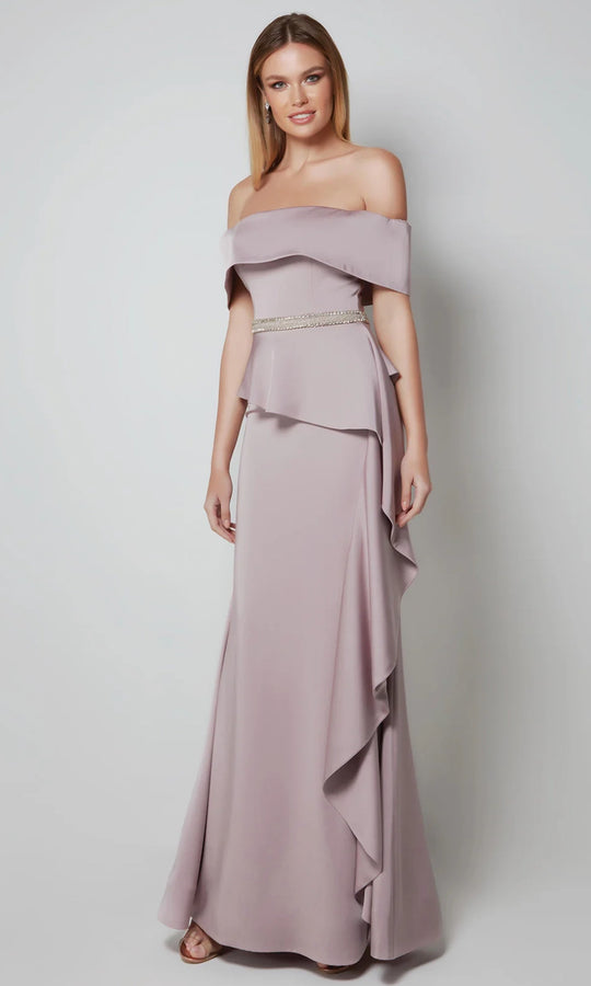 Alyce Paris 27563 - Off Shoulder Crepe Gown with Side Drape