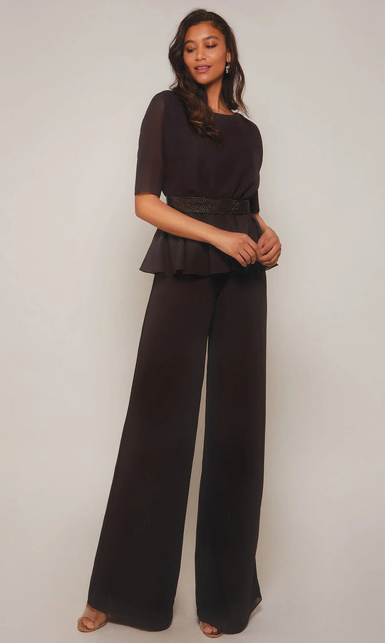 Alyce Paris 27576 - Beaded Waist Peplum Jumpsuit