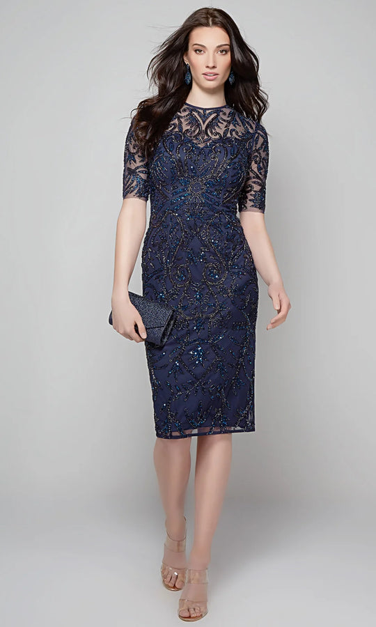 Alyce Paris 27583 - Embroidered Illusion Sheath Dress