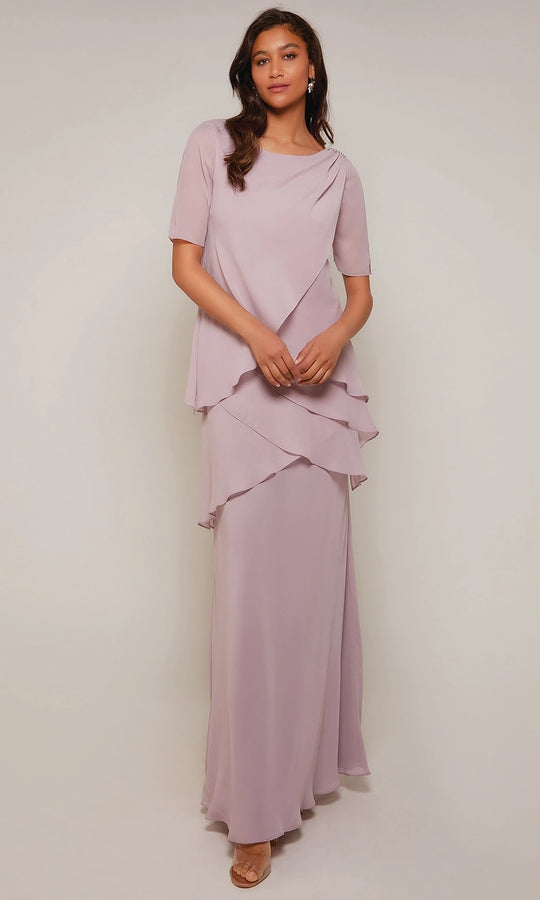 Alyce Paris 27593 - Tiered Chiffon Scoop Neck Gown