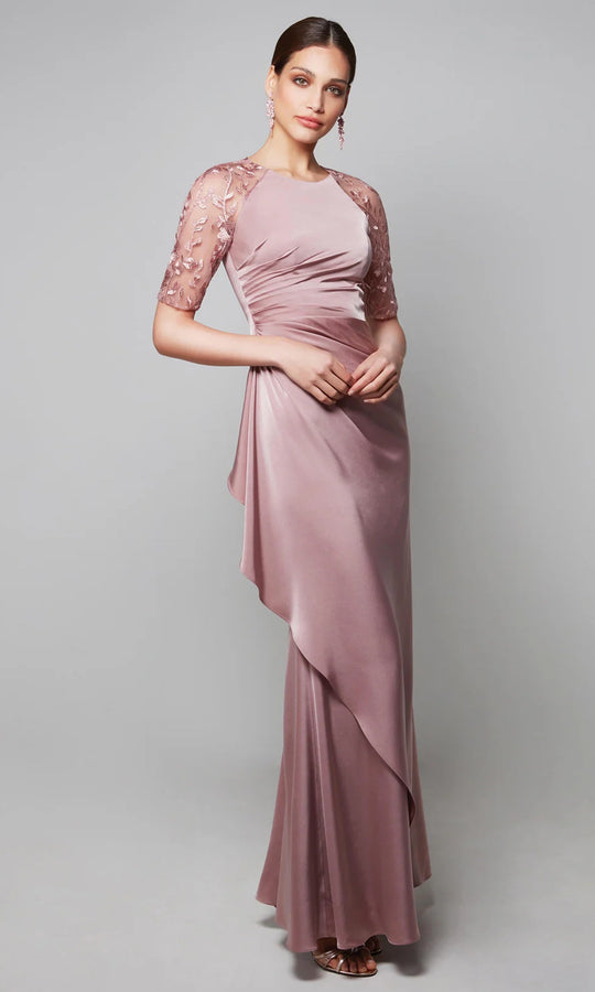 Alyce Paris 27601 - Sheer Embroidered Sleeve Formal Gown