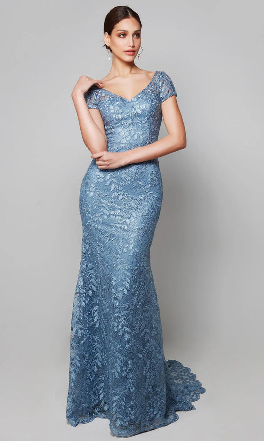 Alyce Paris 27602 - Lace Appliqued Sheath Dress with Scalloped Hem