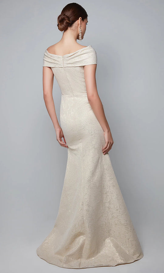 Alyce Paris 27613 - Twisted Off Shoulder Jacquard Gown