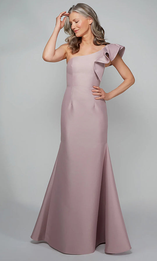 Alyce Paris 27641 - Asymmetric Mikado Gown with Shoulder Ruffle