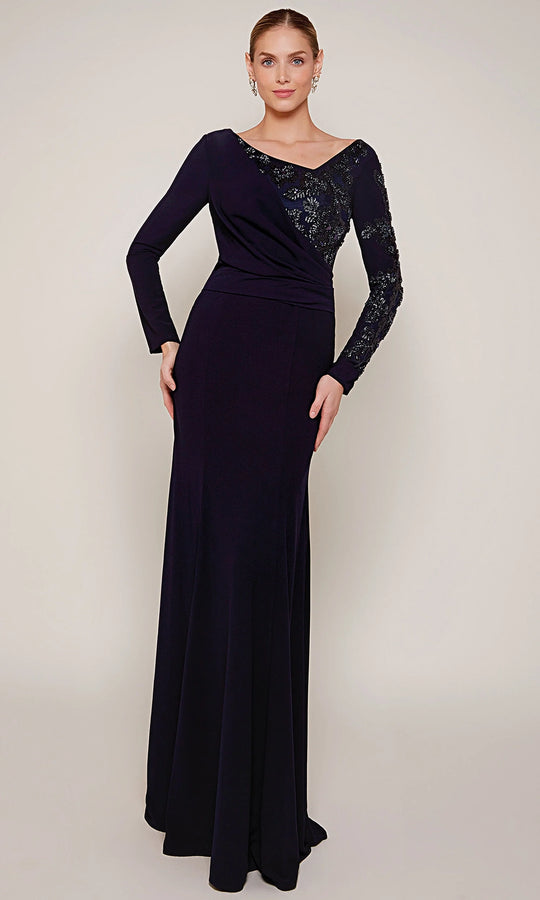 Alyce Paris 27675 - Asymmetric Neck Long Sleeve Formal Dress