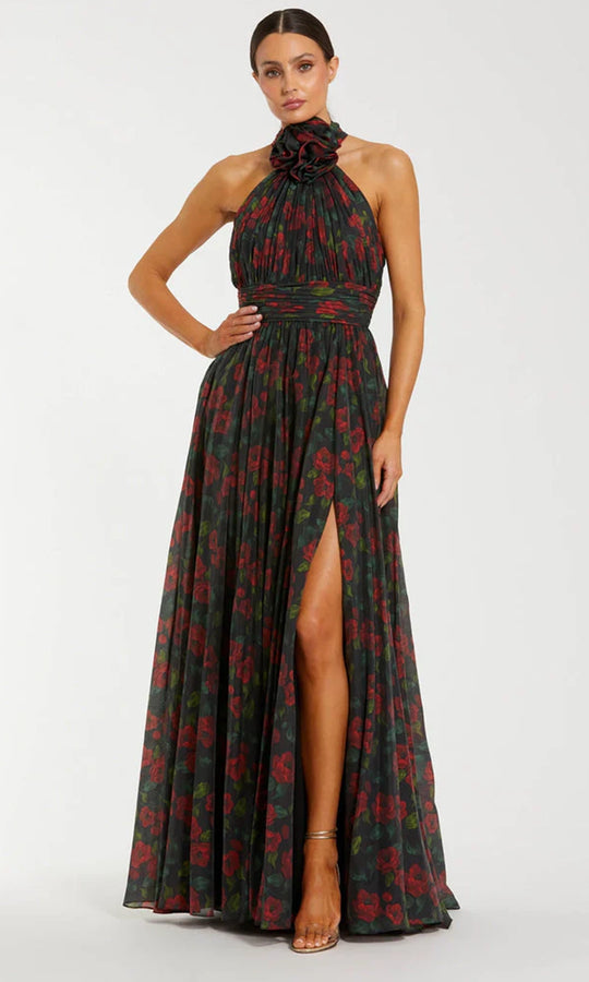Ieena Duggal 27692 - Floral Print High Halter Evening Gown