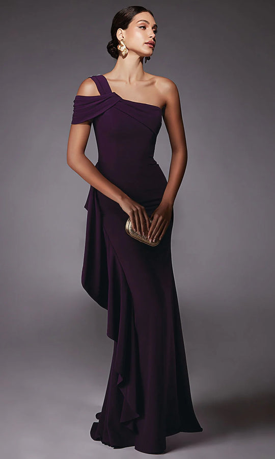 Alyce Paris 27705 - Cold Shoulder Side Draped Gown
